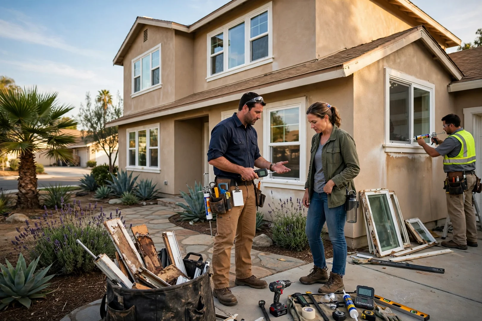 Two-story tract home in Anaheim after a whole-house window replacement project