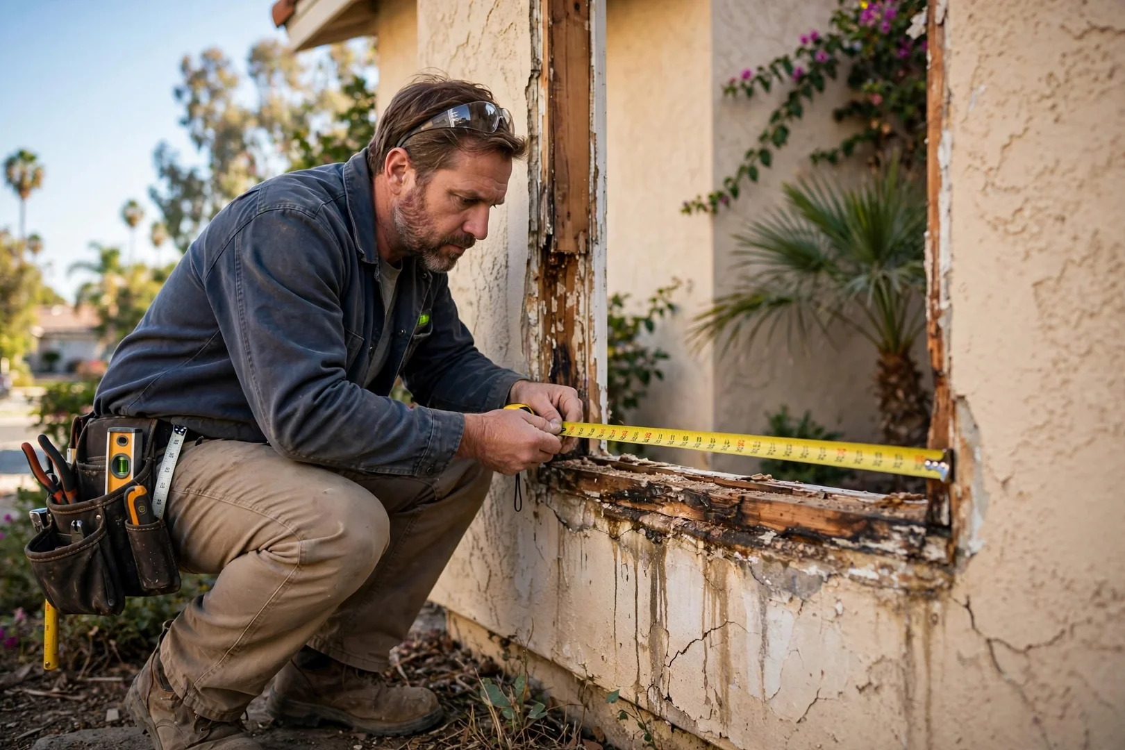 Measuring a rough window opening for an accurate replacement estimate in Anaheim